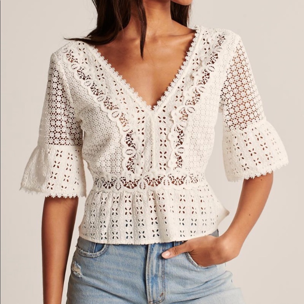 Abercrombie Lace Deep V Blouse